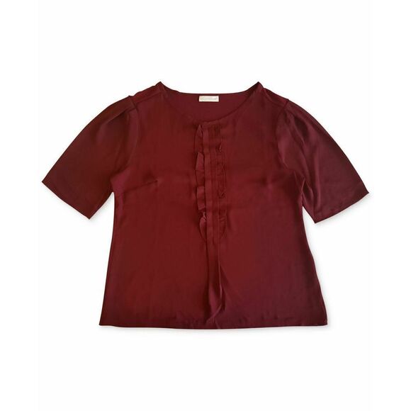 Charter Club Short Sleeve Ruffle Top Harvest Wine L - Picture 1 of 1